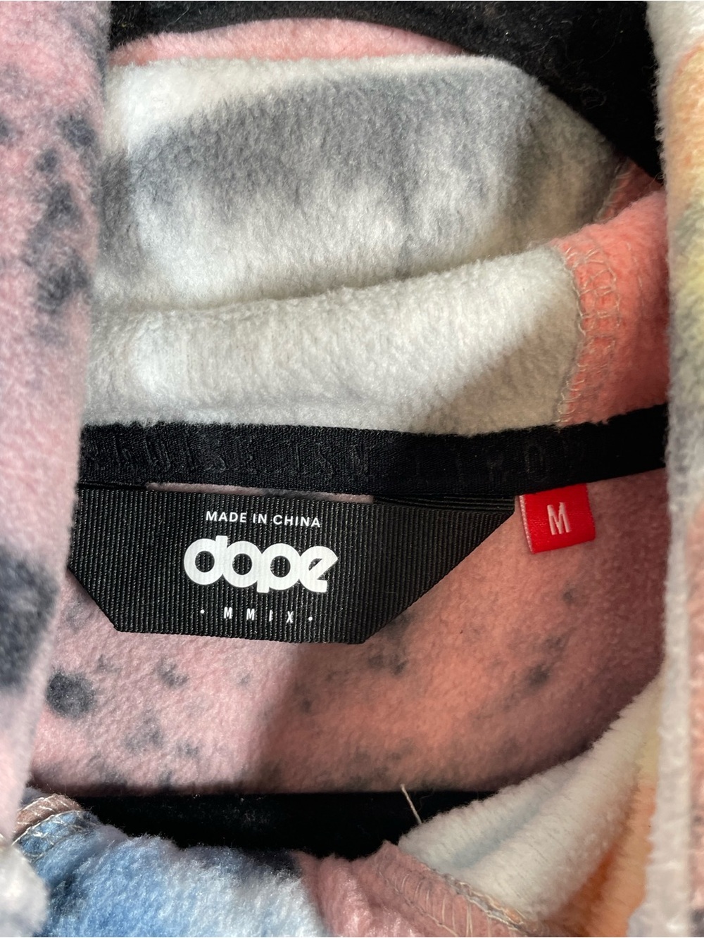 DOPE Printed Fleece Hooded Top Abstract Print Medium Cozy Streetwear Outdoor - Picture 8 of 15